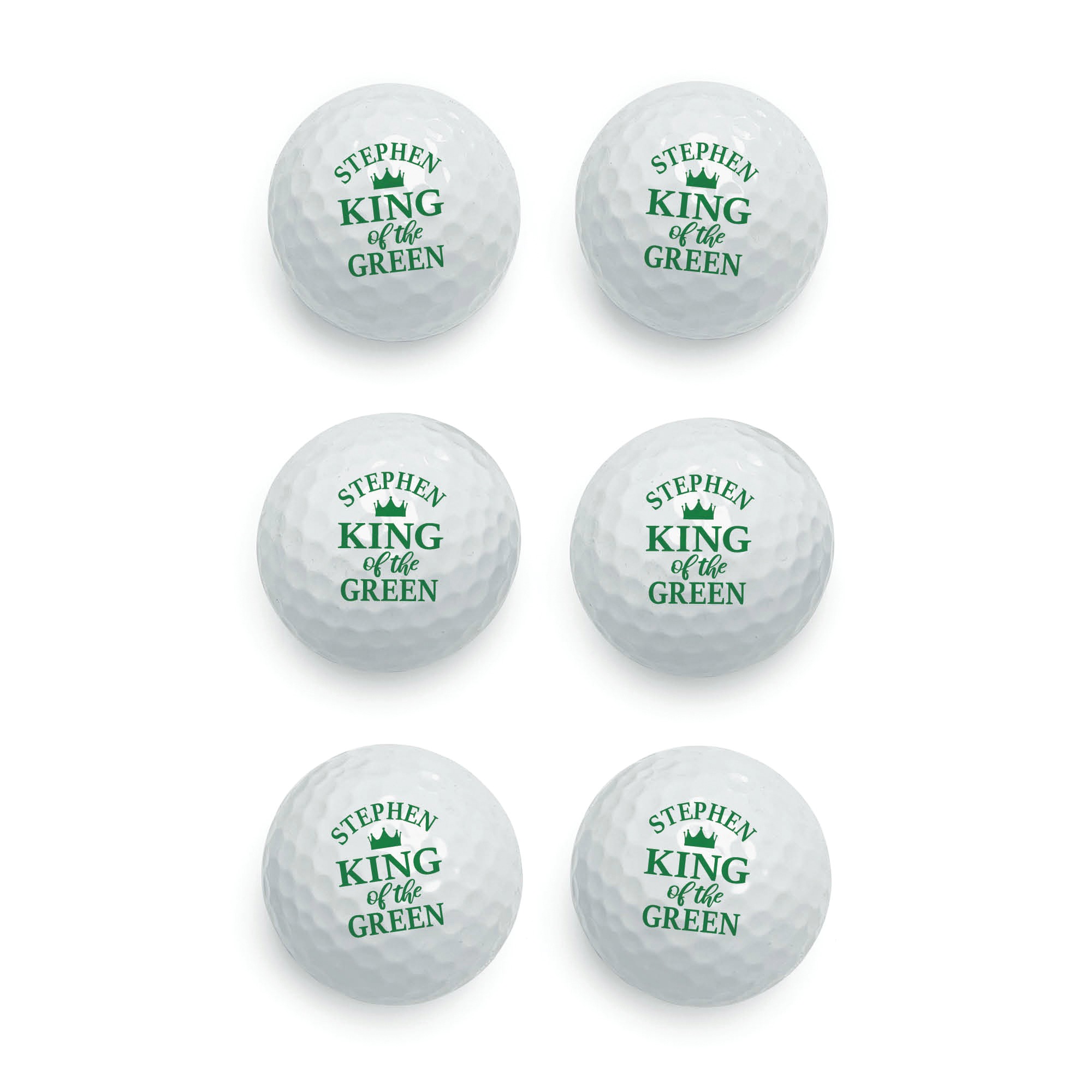 Set of 6 Personalized King of the Green Golf Balls, , large
