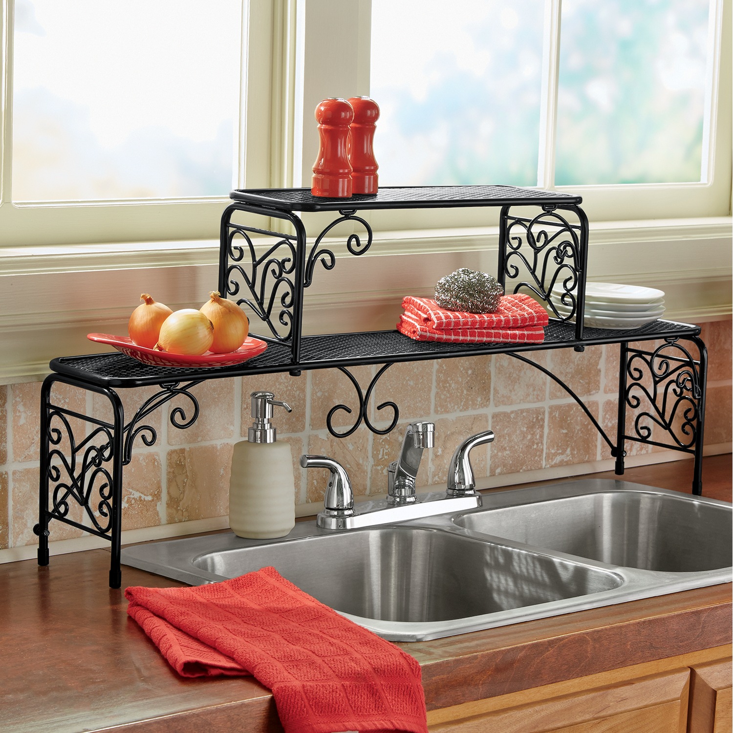 2-Tier Scroll Sink Shelf