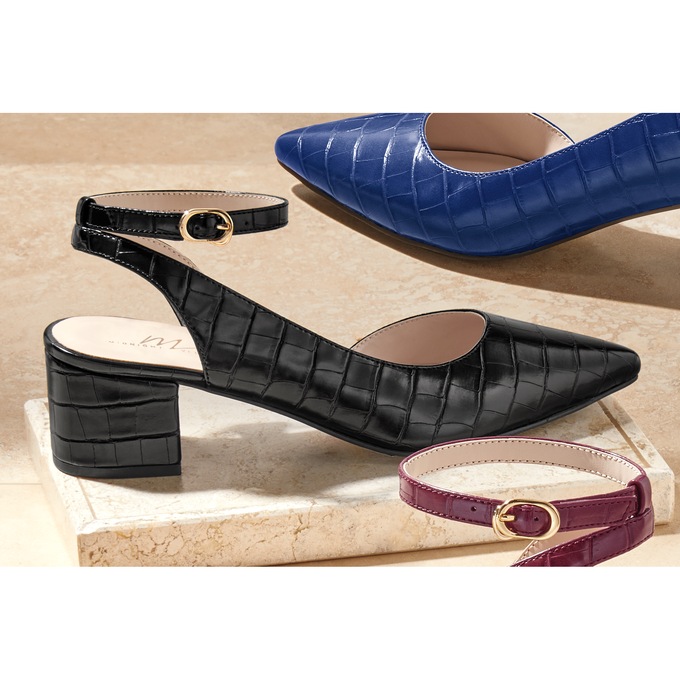 Ankle-Strap Croco Pump for Women with 2.25" Heel and Memory Foam, , large