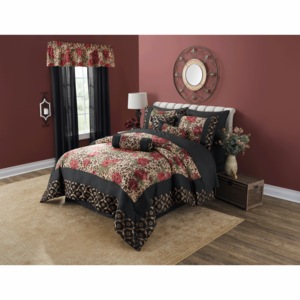 Rose Leopard Jacquard 7-Piece Comforter Set, , large