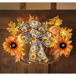 Lit Pumpkin Wreath, , large