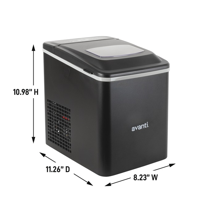 Avanti Compact Countertop 26-lb. Capacity Ice Maker with Self-Cleaning Mode, Black, large