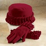 Ruffle-Trim Glove and Hat Set, , large