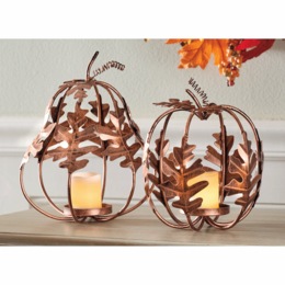 Welded-Metal Pumpkin or Gourd Luminary, , large