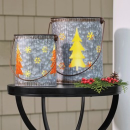 Set of 2 Galvanized Metal Luminaries, , large