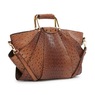 Croco-Fan Embossed Faux Leather Handbag &ndash; Fanned Design with Zip Closure, Inside Pockets & Removable Strap, , large
