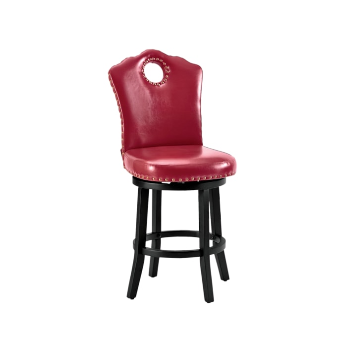 High-Back Swivel Bar or Counter Stool with Nailhead Trim, , large