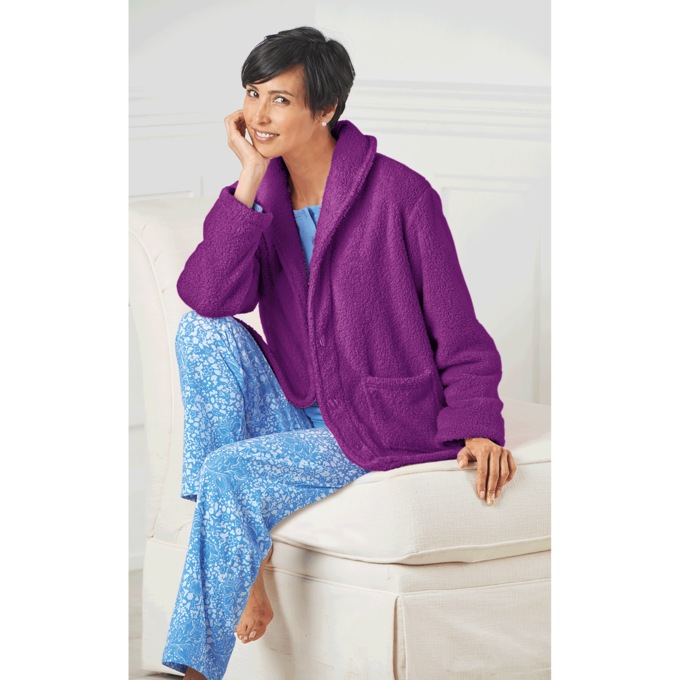 Fleece Bed Jacket & Wrap Robe, , large