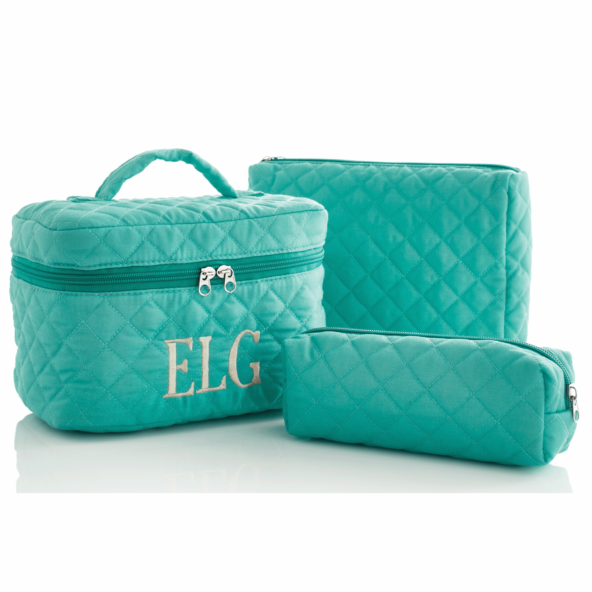 Personalized 3-Piece Travel Bag Set, Teal, large