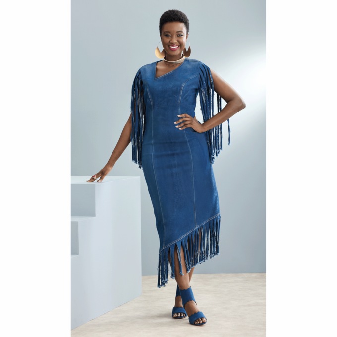 Jayce Fringe Denim Dress Montgomery Ward