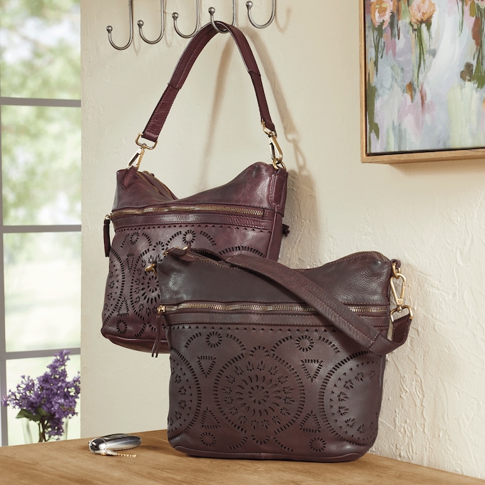 L'Artiste Chartres Shoulder Bag by Spring Step with Cutouts and Pebbled Finish, , large