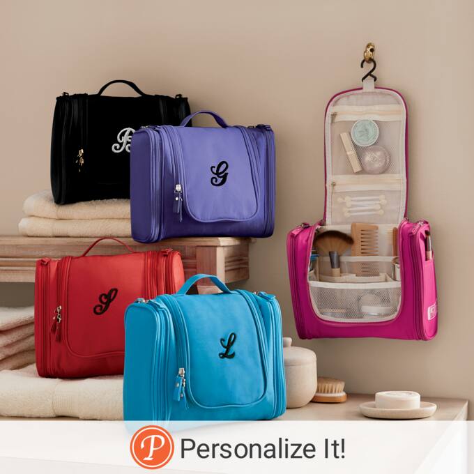 Monogrammed hanging toiletry bag sale