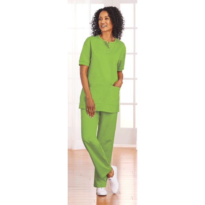 Short-Sleeve Henley Pant Set, , large