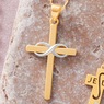 10K Gold Two-Tone Cross Eternity Pendant, , large