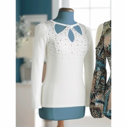 Katie Open-Cut Sweater, , large