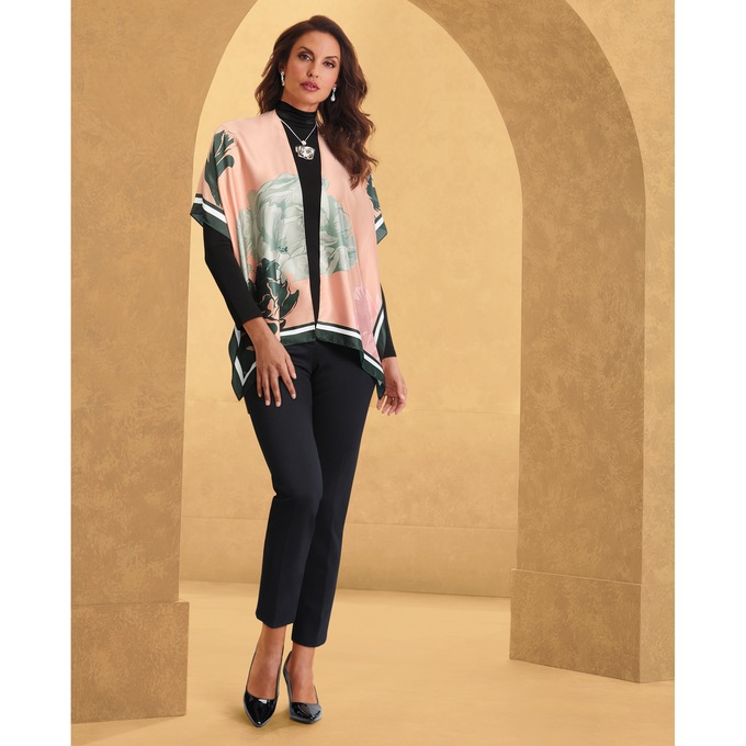 Floral Printed Cape, , large