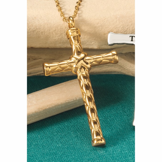Men's Personalized Name Textured Cross Pendant, , large