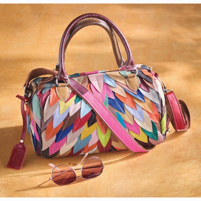 Spring Step Plumage Leather Handbag, , large
