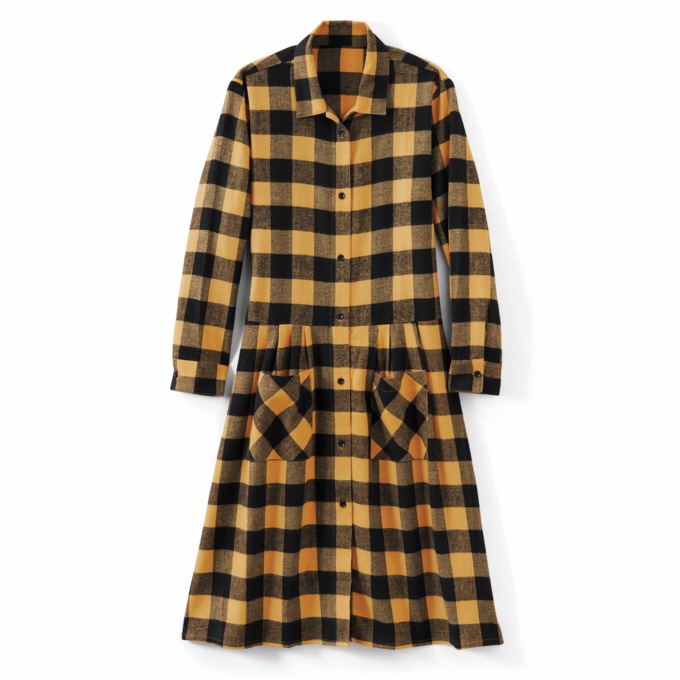 Flannel Midi Dress, , large