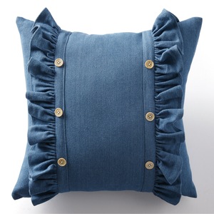 Faux-Denim Accent Pillow, Blue, large