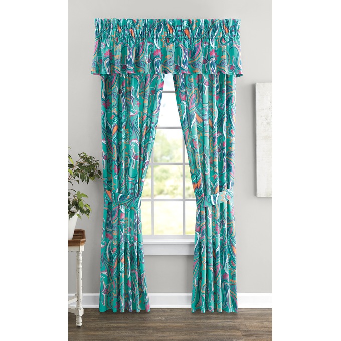 Bright Paisley Panel Pair, Teal, large