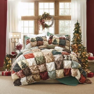 Christmas Rustic Puff Oversized Quilt, , large