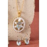 Gemstone Oval Frame Necklace & Earring Set, , large