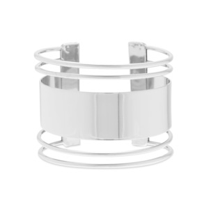 Wide/Thin 5-Bar Cuff, Silvertone, large