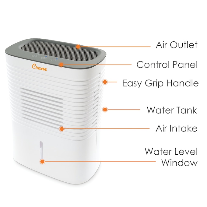 Crane 4-Pint Compact Dehumidifier, White, large