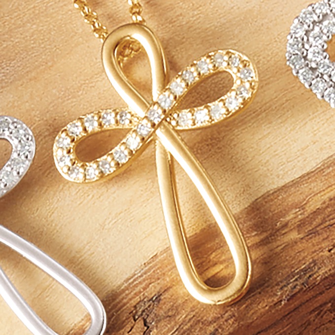Lab-Created Diamond Cross Loop Pendant, , large