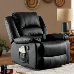 Overstuffed Recliner with Heat and Massage, , large