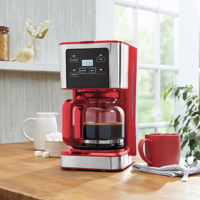 Chef Tested 10-cup Touchscreen Coffee Maker, Red, large