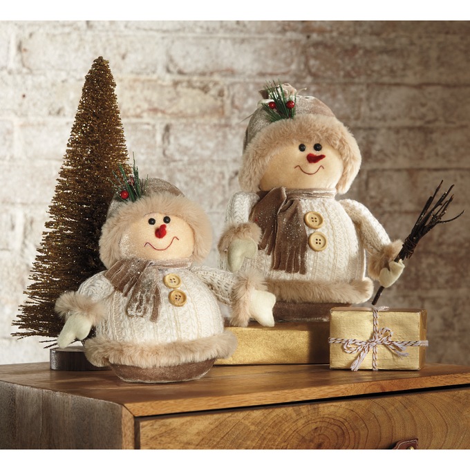 Set Of 2 Winter Snowmen Figurines, , large