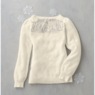 Leah Lace Rib Sweater, White White, large