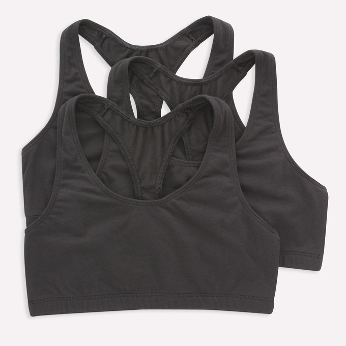 Hanes 3-Pack Racerback Sports Bralettes with 4-Way Stretch and T-Back, , large