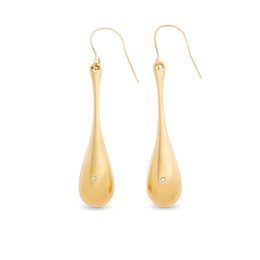 14K Gold Nano Diamond Resin Teardrop Earrings, , large