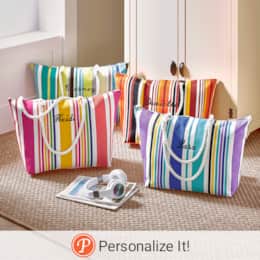 Personalized Striped Tote, , large