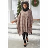 Warm Fleece Cape with Faux-Fur Collar and Pockets, , large