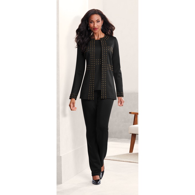 Riyon 3-Piece Studded Pantsuit, , large