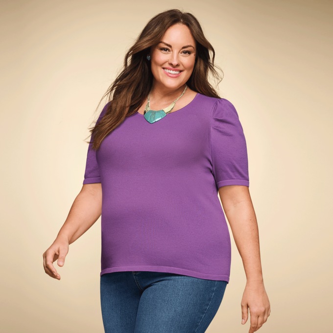 Larisa Short-Sleeve Sweater, , large