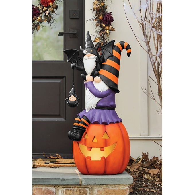 Lit Halloween Outdoor Gnome Stack, Multi, large