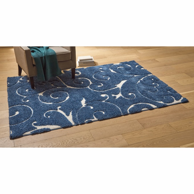 Textured Scroll Shag Rug, , large
