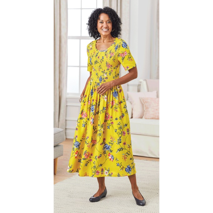 Smocked-Waist Dress, , large