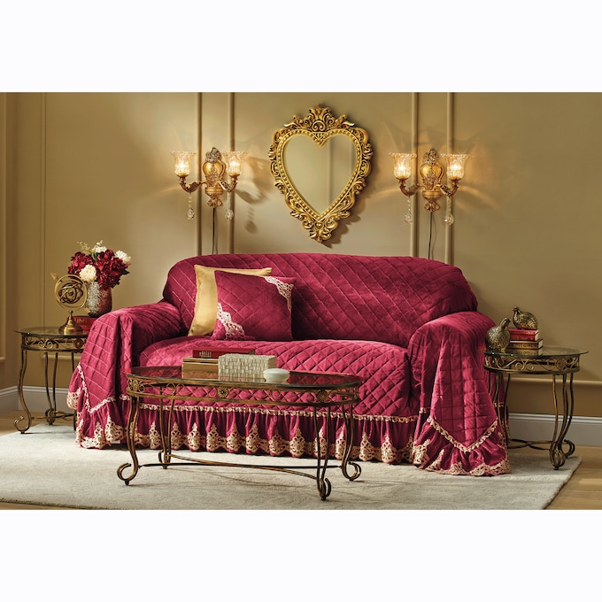 Quilted Velvet Furniture Throw, , large