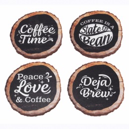 Set of 4 Coffee Sentiment Coasters, , large