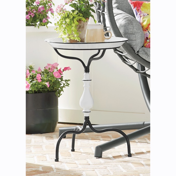 Enamel Spindle Table/Birdbath, , large
