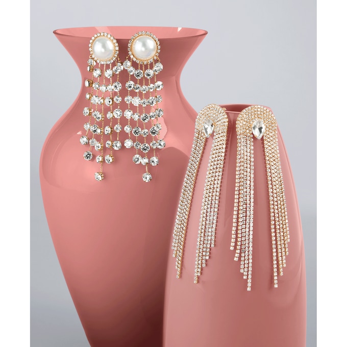 Crystal Fringe Earrings, , large