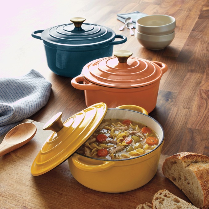 Set of 3 Cast Iron Dutch Ovens with Lids, Multi, large