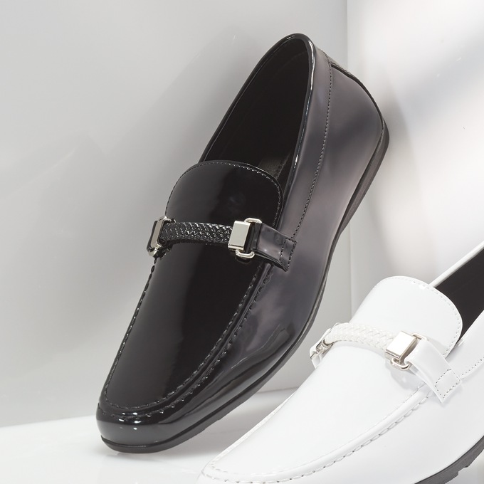 Stacy Adams Sheridan Patent Moc-Toe Bit Slip-On, Black Patent, large