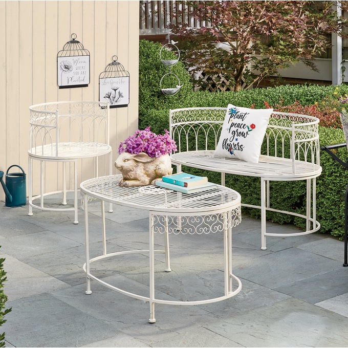 White iron best sale garden table